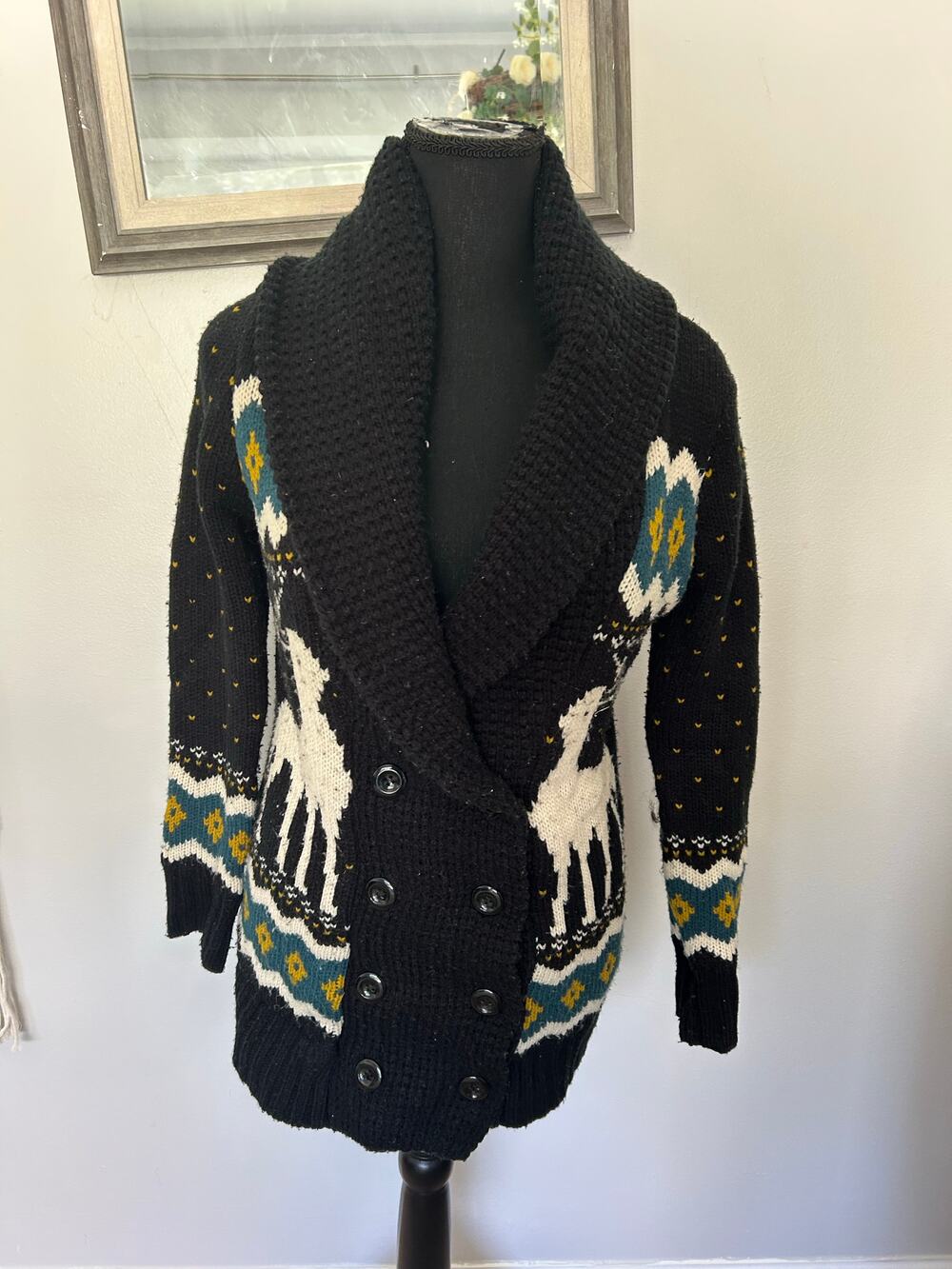 Forever 21 Shawl Sweater Reindeer Button Up Cardigan